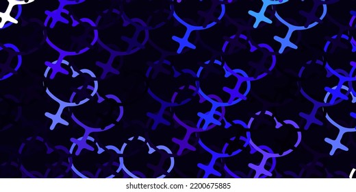 Light Pink, Blue vector texture with women's rights symbols. Illustration with signs of women's strength and power. Design for International Women’s Day.