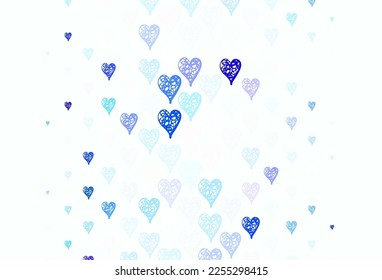 Light Pink, Blue vector texture with lovely hearts. Decorative design with hearts in simple style . Pattern for carnival, festival romantic leaflets.