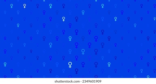 Light Pink, Blue vector texture with women rights symbols. Illustration with signs of women strength and power. Background for International Women Day.