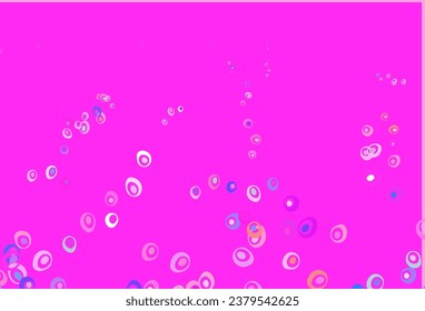 Light Pink, Blue vector texture with disks. Glitter abstract illustration with blurred drops of rain. Pattern of water, rain drops.