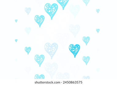 Light Pink, Blue vector texture with lovely hearts. Decorative design with hearts in simple style . Design for a business advert of anniversary.
