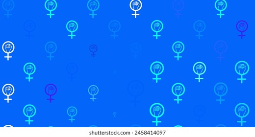 Rosa claro, textura de Vector azul con símbolos de los derechos de las mujeres. Ilustración Abstractas con una representación del poder femenino. Diseño simple para su Sitio web.