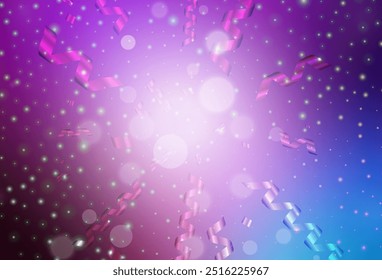 Light Pink, Blue vector texture in birthday style. Colorful illustration with Christmas simbols and signs. Template for lettering, typography.