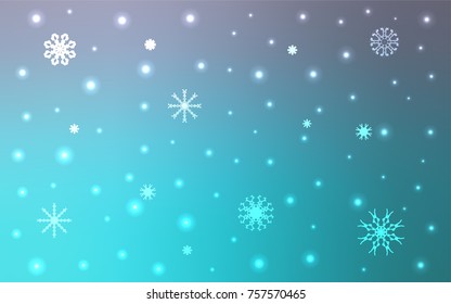 Light Pink, Blue vector texture with colored snowflakes. Blurred decorative design in xmas style with snow. New year design for your ad, poster, banner.
