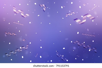 Light Pink, Blue vector texture with birthday confetti. Modern geometrical abstract illustration with carnival ribbons. The pattern can be used for carnival, festival leaflets.