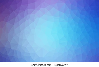 Light Pink, Blue vector triangle mosaic cover. Triangular geometric sample with gradient.  Template for cell phone's backgrounds.