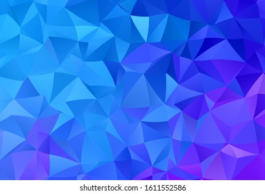 Light Pink, Blue vector triangle mosaic template. Triangular geometric sample with gradient.  Polygonal design for your web site.