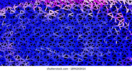 Hellrosa, blaues Vektordreieck, Mosaikhintergrund. Moderne abstrakte Illustration mit polygonalen Dreiecken. Hintergrund für Webdesigner.