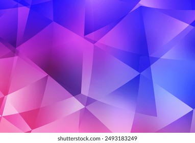 Rosa claro, Plantilla de mosaico de triángulo de Vector azul. Ilustración geométrica en estilo Origami con degradado.  Plantilla completamente nueva para tu Anuncio.