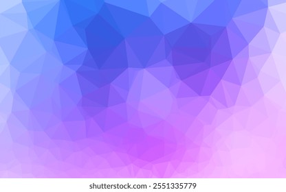 Cor-de-rosa claro, capa de mosaico em triângulo azul vetorial. Amostra geométrica triangular com gradiente.  Modelo completamente novo para o seu design de negócios.