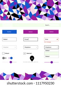 Light Pink, Blue vector ui ux kit in triangular style. Decorative ui kit design in abstract style with colorful crystals. Simple colorful design for websites.