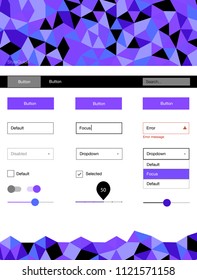 Light Pink, Blue vector ui kit in polygonal style. Decorative ui kit design in abstract style with colorful crystals. Modern template for your landing page.