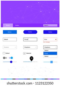 Light Pink, Blue vector ui kit in polygonal style with circles. Simple Material Design Kit with colorful triangles, circles. Simple colorful design for websites.