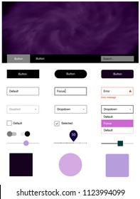 Light Pink, Blue vector ui kit with clouds & stars. Beautiful ui ux kit with colorful sky in its header. This template you can use for landing pages.