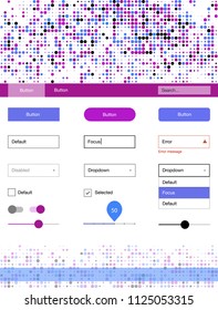 Light Pink, Blue vector ui kit with dots. Modern Style guide with colorful gradient circles in its header. This sample is for your landing page.