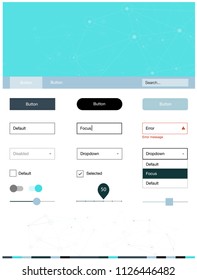 Light Pink, Blue vector ui ux kit in triangular style with circles. Style guide in polygonal style with triangles, circles. This sample is for your website.
