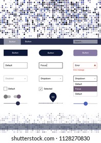 Light Pink, Blue vector ui kit with dots. Modern Style guide with colorful gradient circles in its header. This sample is for your website.