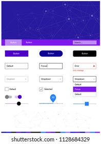 Light Pink, Blue vector ui ux kit in triangular style with circles. Colorful ui/ux kit with triangles, circles in header. Simple colorful design for websites.