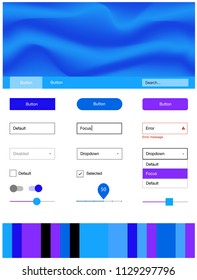 Light Pink, Blue vector ui kit with bubble shapes. Elegant bright illustration with gradient  in memphis style. Simple colorful design for websites.