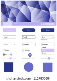 Light Pink, Blue vector ui ux kit in triangular style. Modern Style guide in polygonal style with triangles. This template you can use for landing pages.