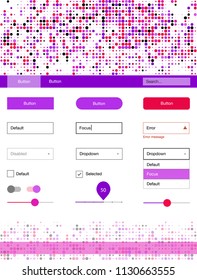 Light Pink, Blue vector ui kit with dots. Modern Style guide with colorful gradient circles in its header. Modern template for your landing page.