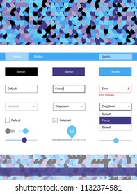 Light Pink, Blue vector ui ux kit with circles. Simple Material Design Kit with colorful dots in header. This sample is for your website.
