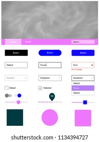Light Pink, Blue vector ui ux kit with space stars. Web ui kit with abstract gradient clouds in its header. This template you can use for websites.
