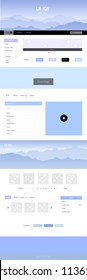 Light Pink, Blue vector ui kit with landscape. Colorful ui/ux kit with header consisted of hills & rocks. Sample for your landing page of tourism. Light Pink, Blue vector ui kit with landscape. Colorful ui/ux kit with header consisted of hills & rocks. Sample for your landing page of tourism.