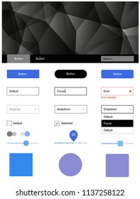 Light Pink, Blue vector ui ux kit in triangular style. Web ui kit with abstract gradient triangles in its header. This template you can use for landing pages.