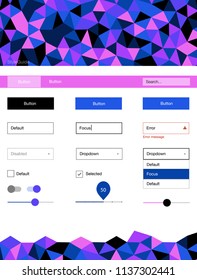 Light Pink, Blue vector ui ux kit in triangular style. Decorative ui kit design in abstract style with colorful crystals. This template you can use for landing pages.