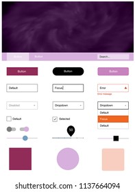 Light Pink, Blue vector ui kit with clouds & stars. Colorful Style guide with stars on abstract background. This sample is for your website.