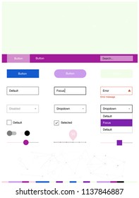 Light Pink, Blue vector ui ux kit in triangular style with circles. Ui Ux kit with colorful polygonal background in its header. Beautiful layout for websites, landing pages.