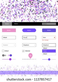 Light Pink, Blue vector ui ux kit with circles. Beautiful ui ux kit with colorful dots in its header. This sample is for your landing page.