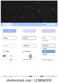 Light Pink, Blue vector ui ux kit in triangular style with circles. Colorful ui/ux kit with triangles, circles in header. Modern template for your landing page.