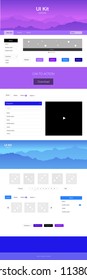 Light Pink, Blue vector ui kit with landscape. Colorful ui/ux kit with header consisted of hills & rocks. Beautiful layout for websites, landing pages.