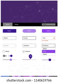 Light Pink, Blue vector ui kit in polygonal style with circles. Simple Material Design Kit with colorful triangles, circles. This sample is for your website.