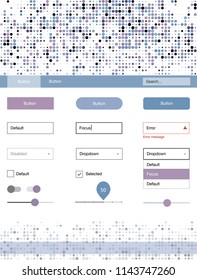 Light Pink, Blue vector ui ux kit with circles. Simple Material Design Kit with colorful dots in header. This template you can use for websites.