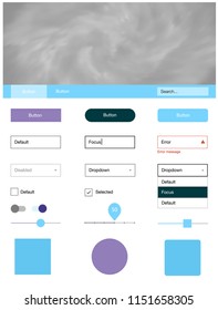 Light Pink, Blue vector ui ux kit with space stars. Colorful Style guide with stars on abstract background. Simple colorful design for websites.