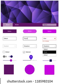 Light Pink, Blue vector ui kit in polygonal style. Colorful Style guide with triangles on abstract background. This template you can use for websites.