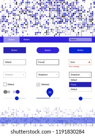 Light Pink, Blue vector ui kit with dots. Simple Material Design Kit with colorful dots in header. Modern template for your landing page.
