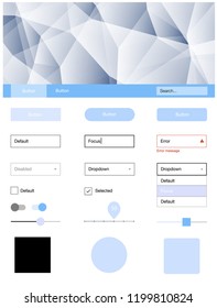 Light Pink, Blue vector ui ux kit in triangular style. Colorful Style guide with triangles on abstract background. This sample is for your website.