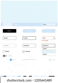 Light Pink, Blue vector ui ux kit in triangular style with circles. Ui Ux kit with colorful polygonal background in its header. This sample is for your landing page.