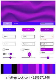 Light Pink, Blue vector ui kit with bubble shapes. Shining curly illustration in marble style with gradient. Simple colorful design for websites.