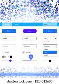 Light Pink, Blue vector ui kit with dots. Modern Style guide with colorful gradient circles in its header. Modern template for your landing page.