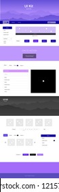 Light Pink, Blue vector ui kit with landscape. Beautiful ui ux kit with colorful mountains in its header. Sample for your landing page of tourism.