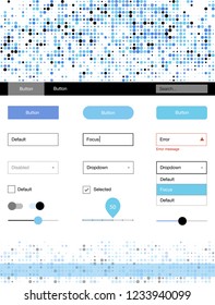 Light Pink, Blue vector ui kit with dots. Simple Material Design Kit with colorful dots in header. Beautiful layout for websites, landing pages.