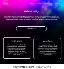 Light Pink, Blue vector ui ux kit with space stars. Web ui kit with abstract gradient clouds in its header. This sample is for your landing page.