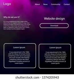 Light Pink, Blue vector ui ux kit with space stars. Simple Material Design Kit with colorful clouds in header. This template you can use for landing pages.