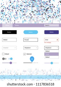 Light Pink, Blue vector web ui kit with spheres. Simple Material Design Kit with colorful dots in header. This sample is for your landing page.