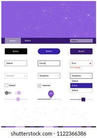 Light Pink, Blue vector web ui kit in polygonal style with circles. Style guide in polygonal style with triangles, circles. This sample is for your website.